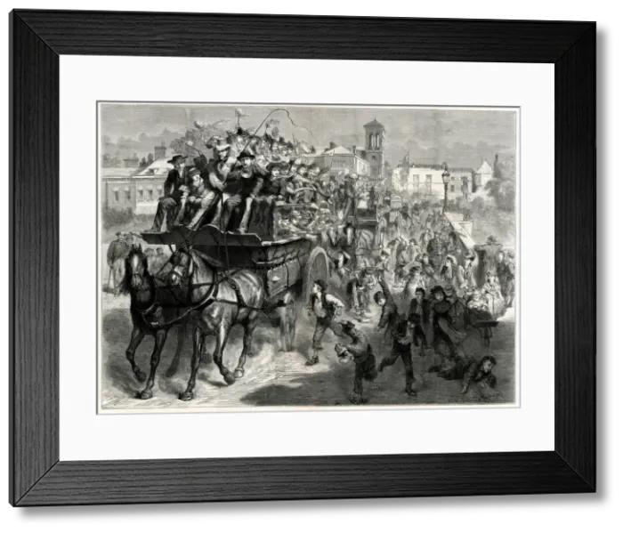 Framed Print : London children on a coach trip to the country 1876 Framed Print : London children on a coach trip to the country 1876