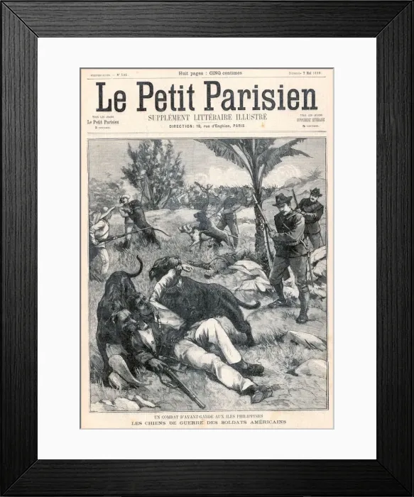 Framed Print : American soldiers with dogs in the Philippines Framed Print : American soldiers with dogs in the Philippines