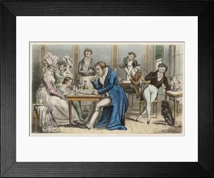 Framed Print : British in Paris cafe after defeat of Napoleon Framed Print : British in Paris cafe after defeat of Napoleon