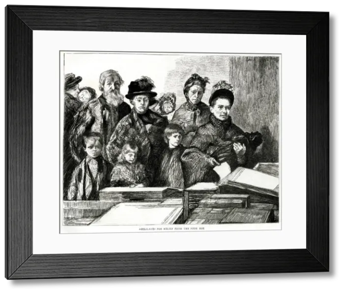 Framed Print : Applicants for relief from the poor box 1887 Framed Print : Applicants for relief from the poor box 1887