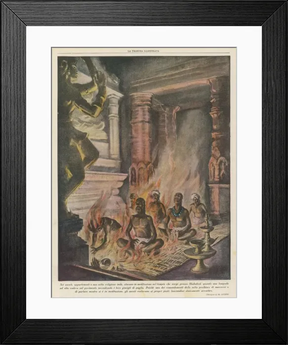 Framed Print : Ascetics monks burn to death in temple Framed Print : Ascetics monks burn to death in temple