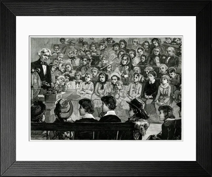Framed Print : Michael Faraday, lecturing children Framed Print : Michael Faraday, lecturing children
