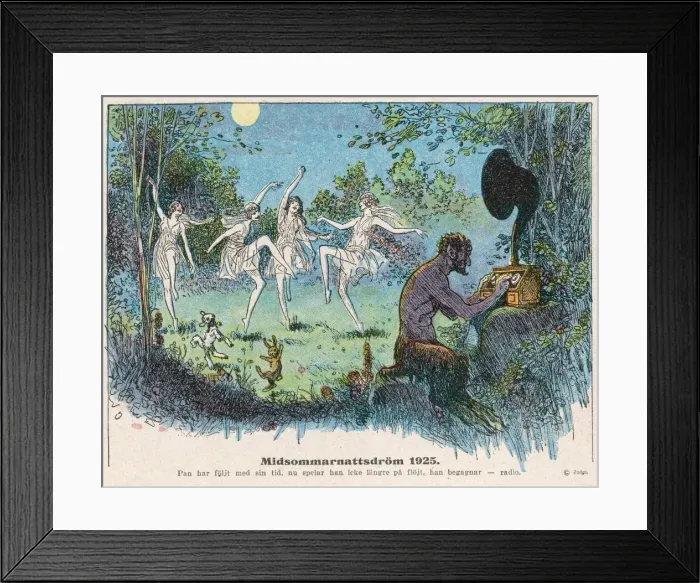 Framed Print : Fairies Dance in Woods with Faun on Gramophone Framed Print : Fairies Dance in Woods with Faun on Gramophone