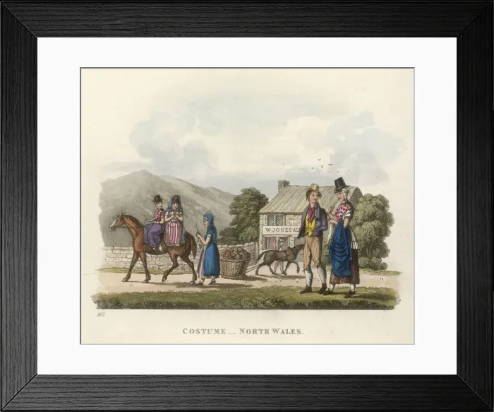 Framed Print : Country Scene with Traditional North Wales Clothes Framed Print : Country Scene with Traditional North Wales Clothes
