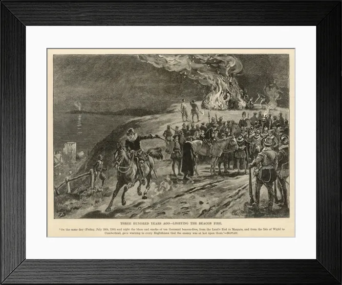 Framed Print : Bale Fire of Beacon Warning of Attack Framed Print : Bale Fire of Beacon Warning of Attack