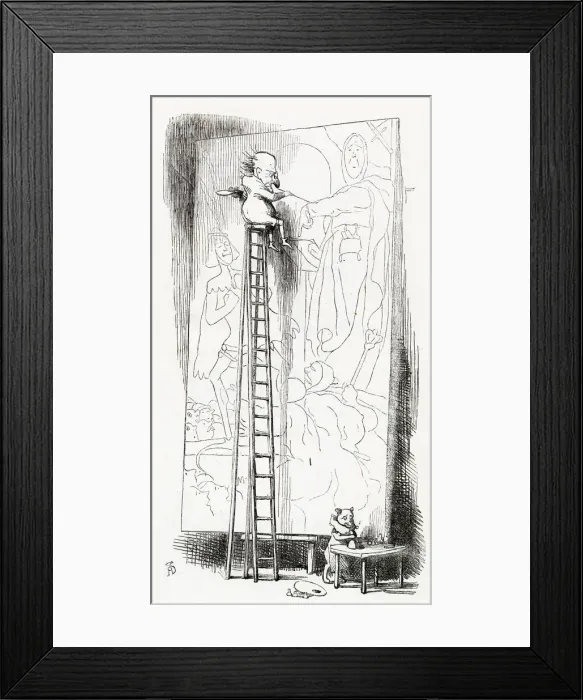 Framed Print : Cartoon, Punchs Own Picture (Mr Punch as artist) Framed Print : Cartoon, Punchs Own Picture (Mr Punch as artist)
