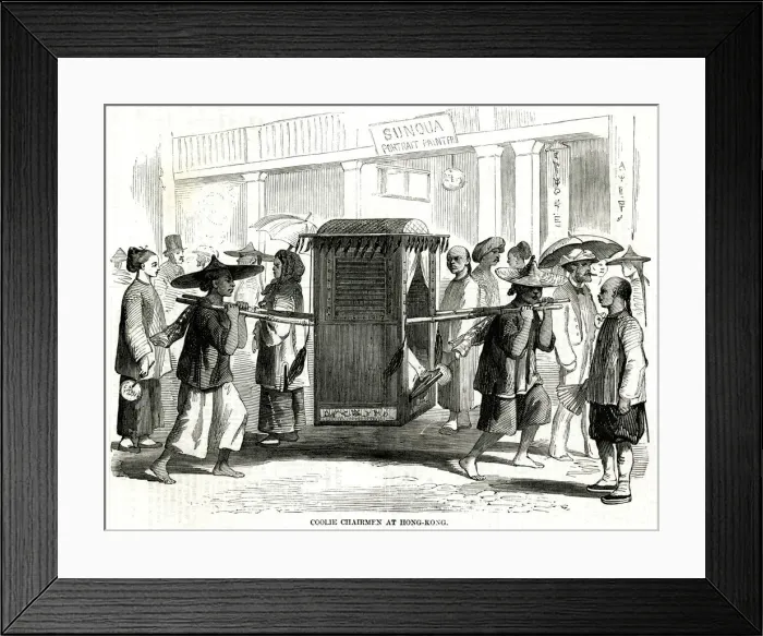 Framed Print : Sedan Chair in Hong Kong 1857 Framed Print : Sedan Chair in Hong Kong 1857