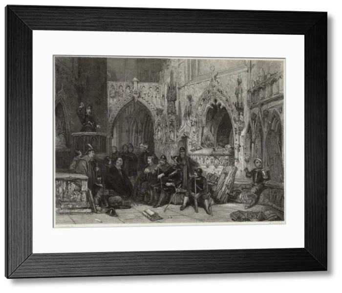 Framed Print : Puritan Soldier Preaches Framed Print : Puritan Soldier Preaches