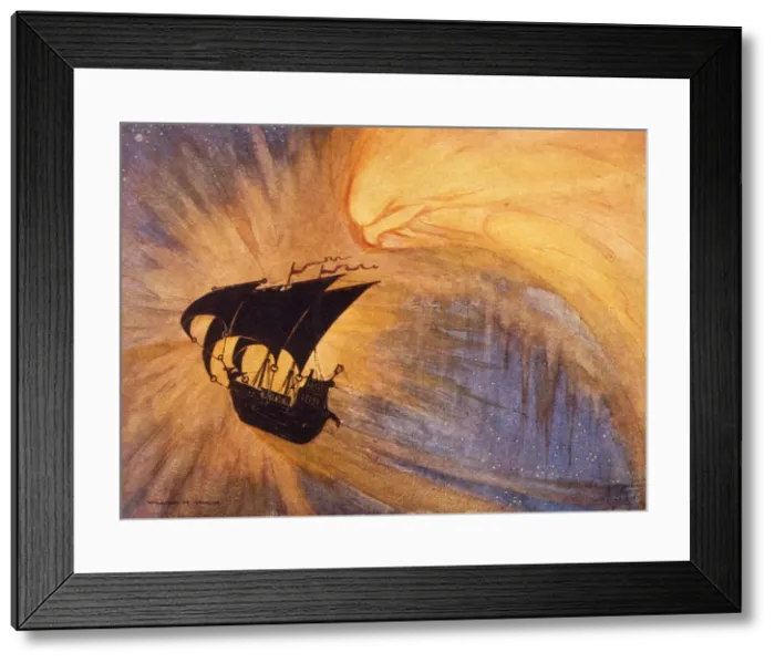 Framed Print : FLYING SHIP IN SPACE Framed Print : FLYING SHIP IN SPACE