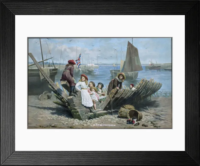 Framed Print : Children raise the Union Flag C1890 Framed Print : Children raise the Union Flag C1890