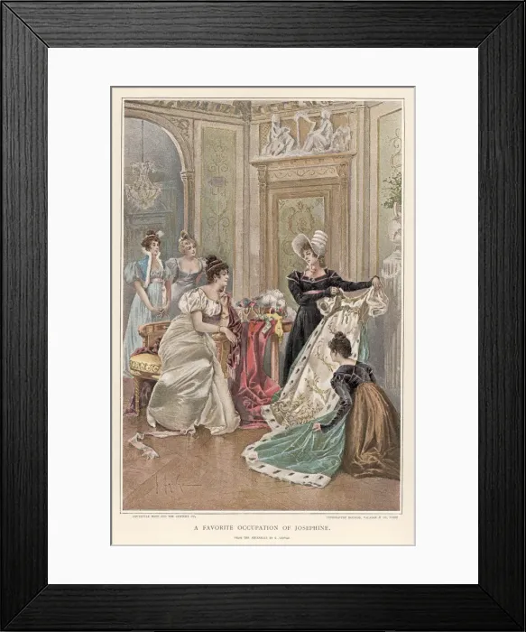 Framed Print : JOSEPHINE. The Empress Josephine contemplates an addition to her wardrobe Date: circa 1800 Framed Print : JOSEPHINE. The Empress Josephine contemplates an addition to her wardrobe Date: circa 1800