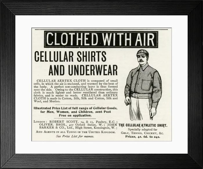 Framed Print : Advert for Aertex mens clothes with air 1895 Framed Print : Advert for Aertex mens clothes with air 1895