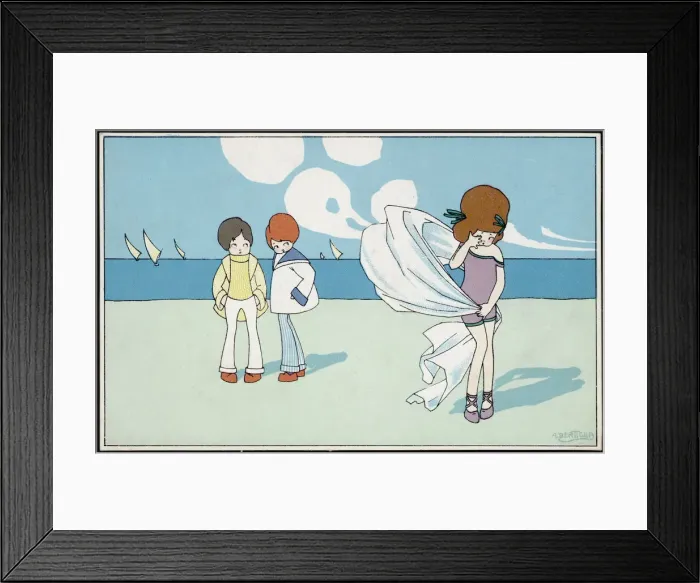 Framed Print : TWO BOYS / GIRL / BEACH 1930 Framed Print : TWO BOYS / GIRL / BEACH 1930