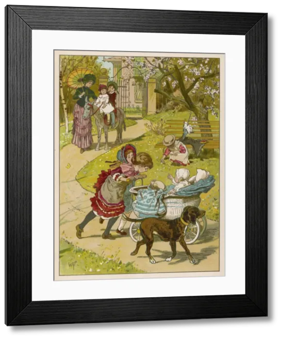 Framed Print : Mother and children in the park Framed Print : Mother and children in the park