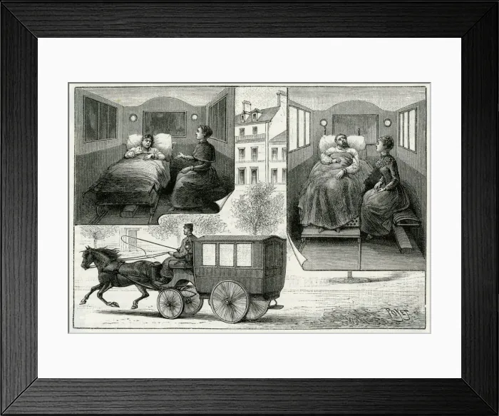 Framed Print : Horse-drawn ambulance used in Paris 1892 Framed Print : Horse-drawn ambulance used in Paris 1892