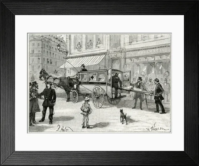 Framed Print : Horse-drawn ambulance 1888 Framed Print : Horse-drawn ambulance 1888