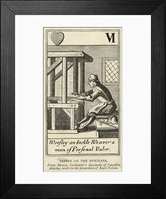 Framed Print : A Puritan weaving cloth Framed Print : A Puritan weaving cloth