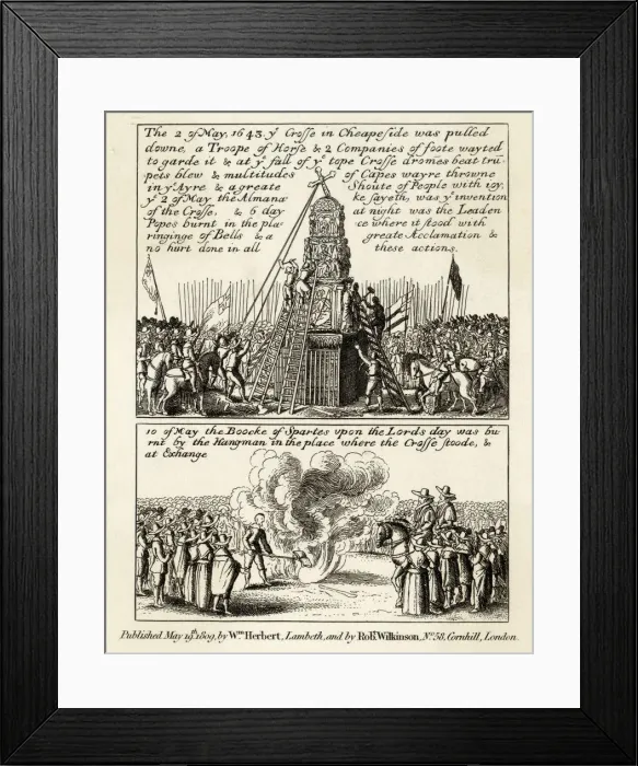 Framed Print : Puritan demonstrations against monarchy, 1643 Framed Print : Puritan demonstrations against monarchy, 1643