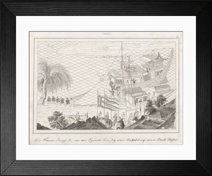 Framed Print : China: Emperor Yang-Ti in ceremonial boat Framed Print : China: Emperor Yang-Ti in ceremonial boat