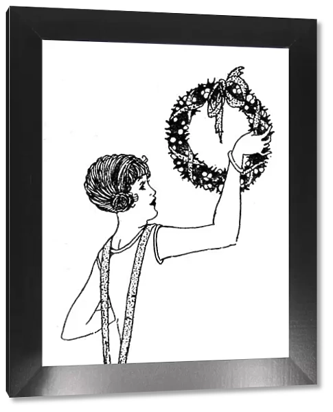 Christmas decorations: girl and wreath