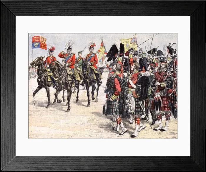 Framed Print : King Edward VII and Scottish soldiers, 1905 Framed Print : King Edward VII and Scottish soldiers, 1905