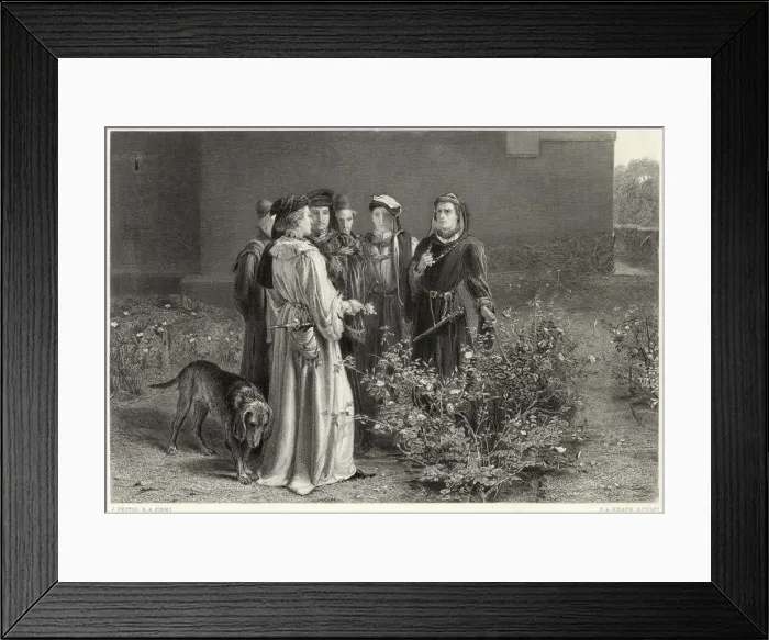 Framed Print : Wars of the roses: nobles picking roses to show allegiances Framed Print : Wars of the roses: nobles picking roses to show allegiances