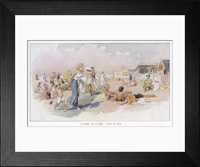 Framed Print : Mother and son on a French beach Framed Print : Mother and son on a French beach