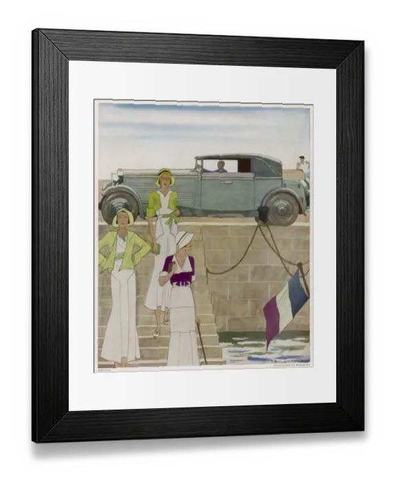 Framed Print : Fashion: three women and car, French Riviera, 1931 Framed Print : Fashion: three women and car, French Riviera, 1931