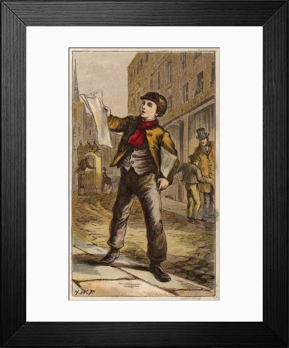 Framed Print : Newsboy with his newspapers Framed Print : Newsboy with his newspapers