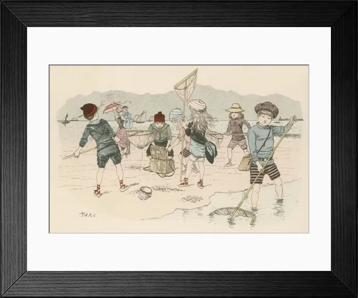 Framed Print : Children shrimping at Ostend Framed Print : Children shrimping at Ostend