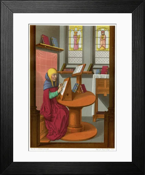 Framed Print : MONK COPYING A MS Framed Print : MONK COPYING A MS