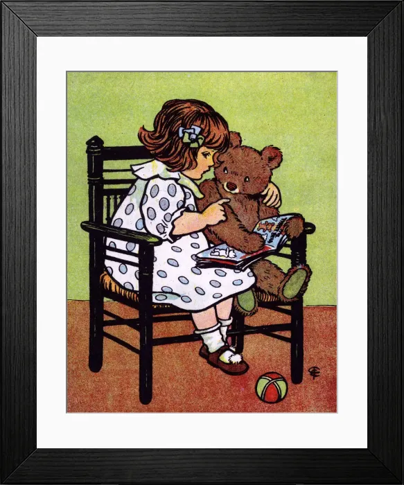 Framed Print : GIRL & TEDDY READ C1912 GIRL & TEDDY READ C1912 Framed Print : GIRL & TEDDY READ C1912 GIRL & TEDDY READ C1912