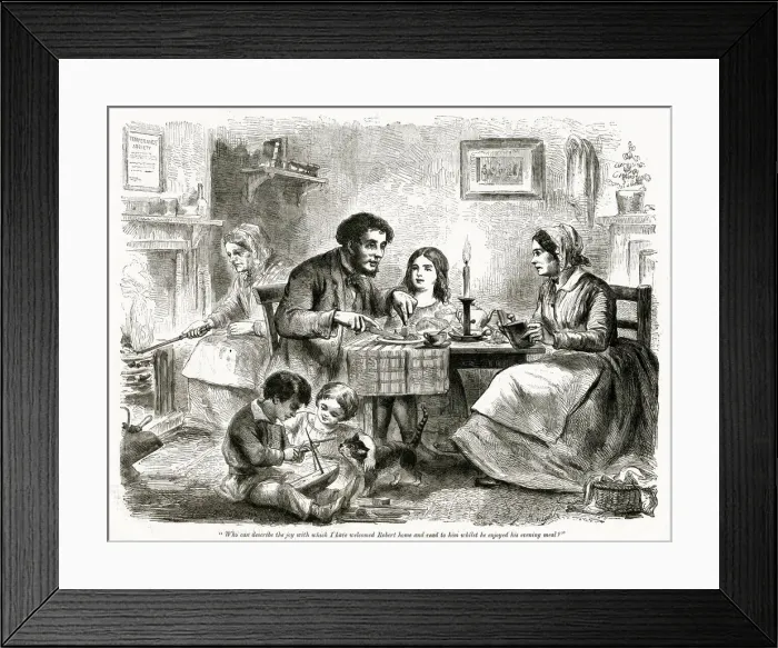 Framed Print : Family mealtime 1858 Framed Print : Family mealtime 1858