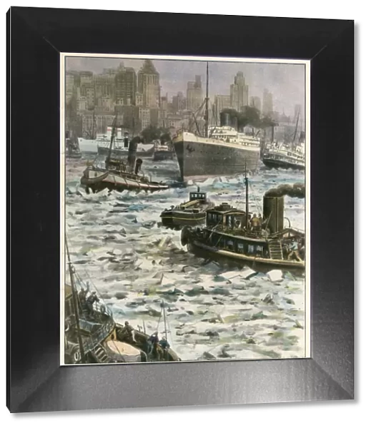 New York harbour, ice over 1940
