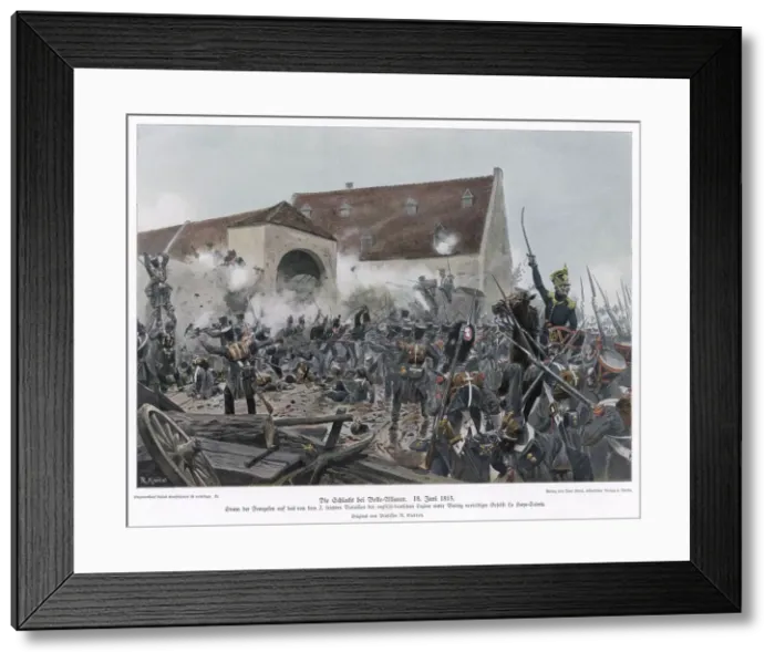Framed Print : Battle of Waterloo, fighting at La Haye-Sainte, 1815 Framed Print : Battle of Waterloo, fighting at La Haye-Sainte, 1815