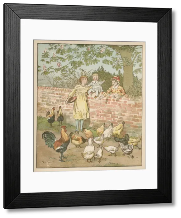 Framed Print : FEEDING THE FOWLS 1887 Framed Print : FEEDING THE FOWLS 1887