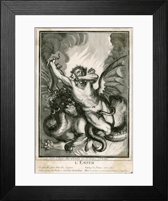 Framed Print : LENFER A condemned soul writhes in agony as a demon carries him to eternal torment Framed Print : LENFER A condemned soul writhes in agony as a demon carries him to eternal torment