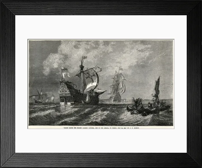Framed Print : Drake taking the Spanish Galleon Capitana 1588 Framed Print : Drake taking the Spanish Galleon Capitana 1588