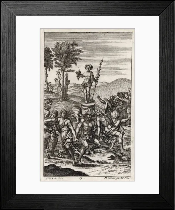 Framed Print : BACCHUS. Roman countryfolk celebrate a festival in honour of Bacchus Date: 29 BC Framed Print : BACCHUS. Roman countryfolk celebrate a festival in honour of Bacchus Date: 29 BC