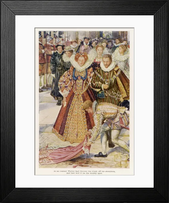 Framed Print : RALEIGH LAYS CLOAK Framed Print : RALEIGH LAYS CLOAK