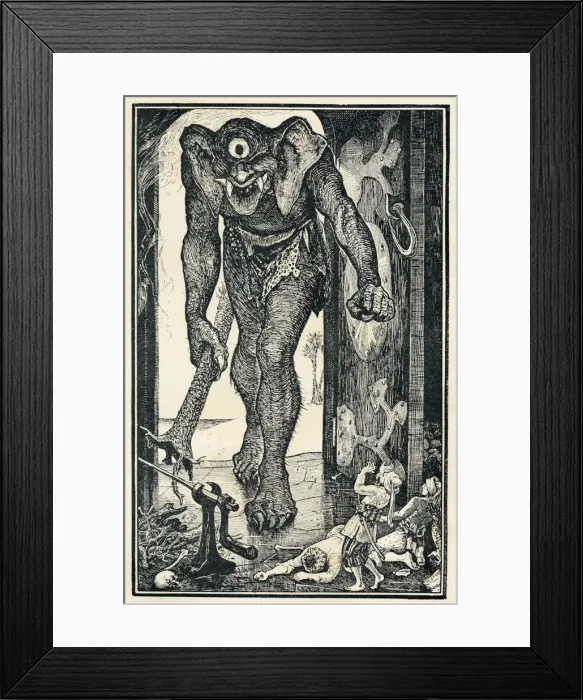 Framed Print : Sinbad and Giant Framed Print : Sinbad and Giant