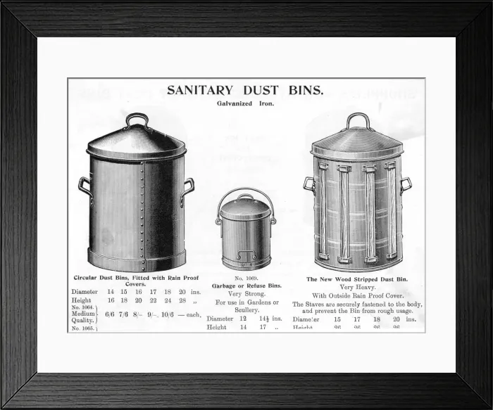Framed Print : DUSTBINS / CATALOGUE / 1900 Framed Print : DUSTBINS / CATALOGUE / 1900