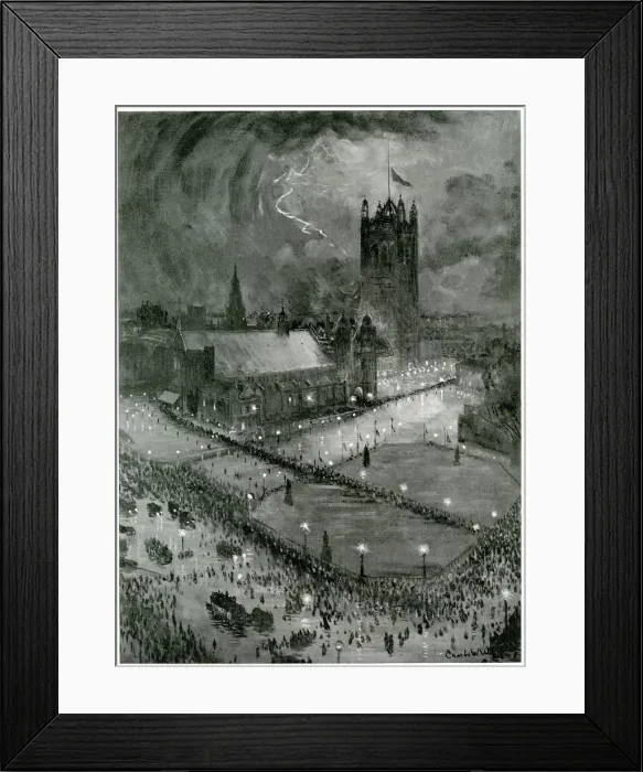 Framed Print : Westminster Hall by night: Waiting and departing 1910 Framed Print : Westminster Hall by night: Waiting and departing 1910