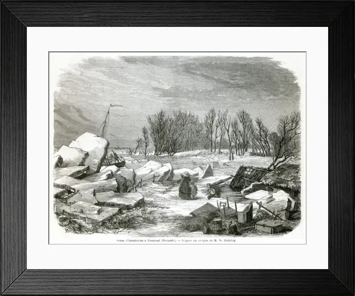 Framed Print : FLOODS AT NIEUWaL 1861