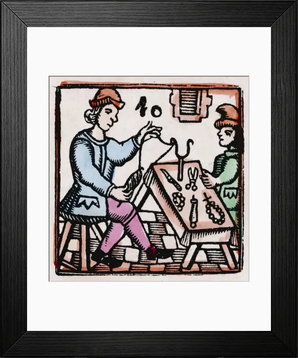 Framed Print : 17th century Rosary Threading Framed Print : 17th century Rosary Threading