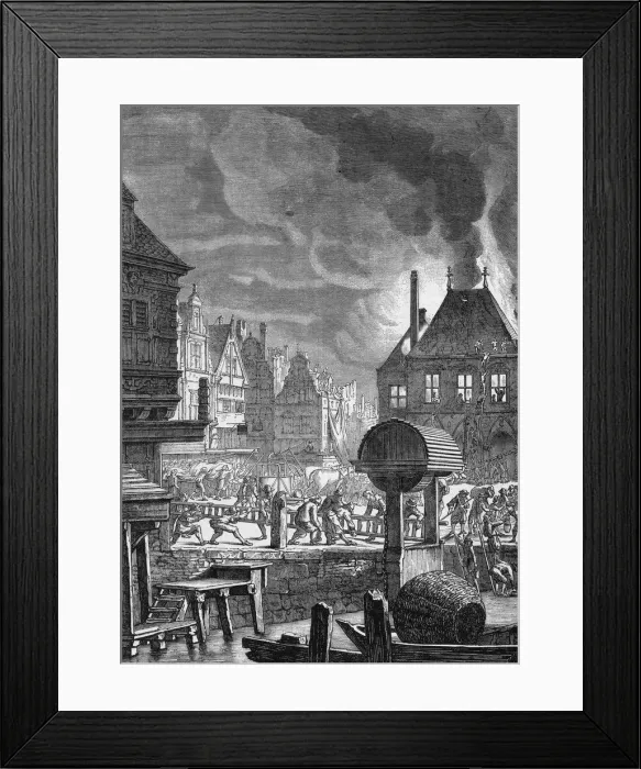 Framed Print : FIRE IN AMSTERDAM, 17C Framed Print : FIRE IN AMSTERDAM, 17C