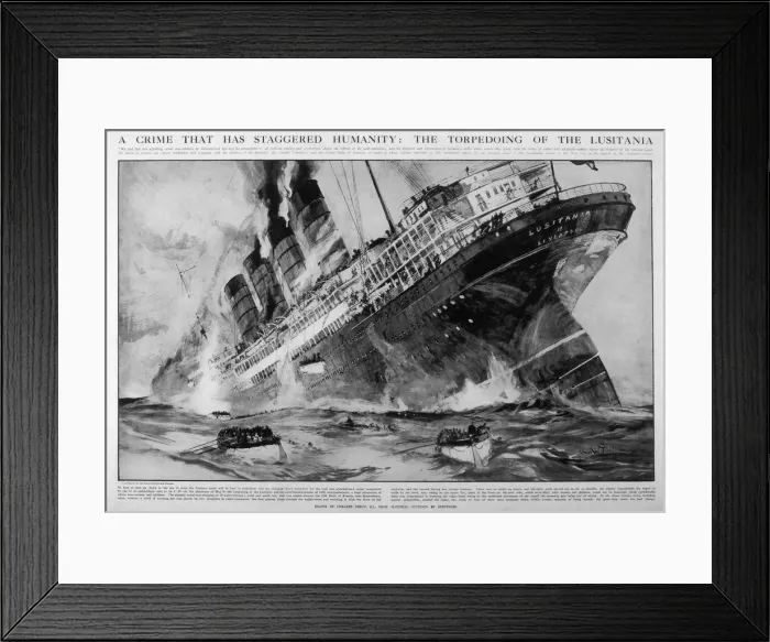 Framed Print : LUSITANIA SINKS 1915 Framed Print : LUSITANIA SINKS 1915