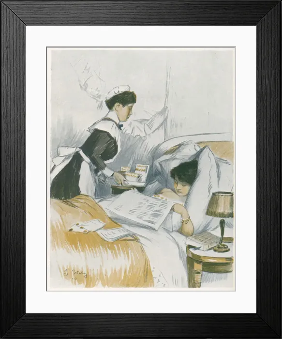 Framed Print : MAID BRINGS BREAKFAST Framed Print : MAID BRINGS BREAKFAST