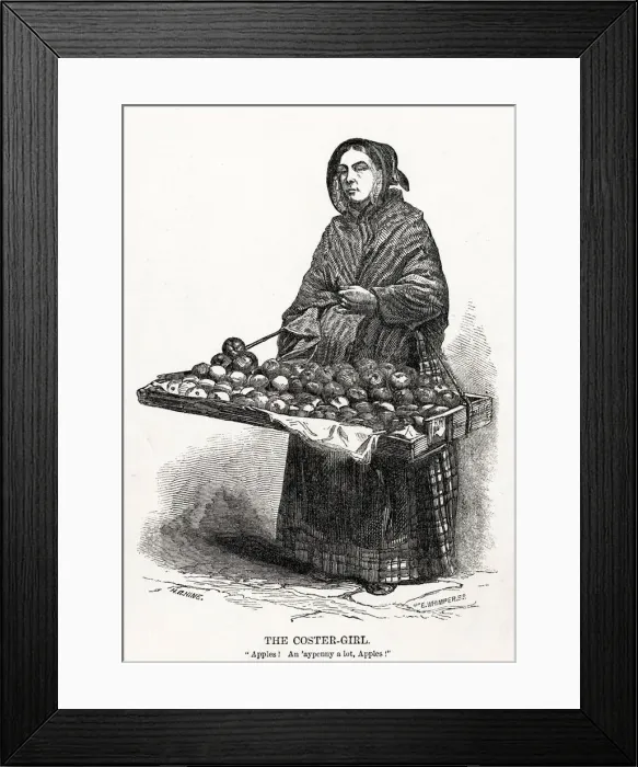 Framed Print : Street trader - apple seller 1850s Framed Print : Street trader - apple seller 1850s