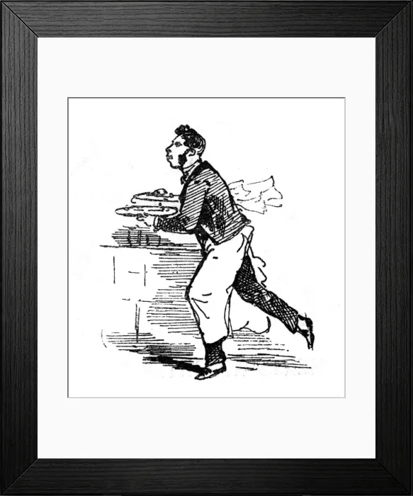Framed Print : WAITER RUNS WITH DISH Framed Print : WAITER RUNS WITH DISH
